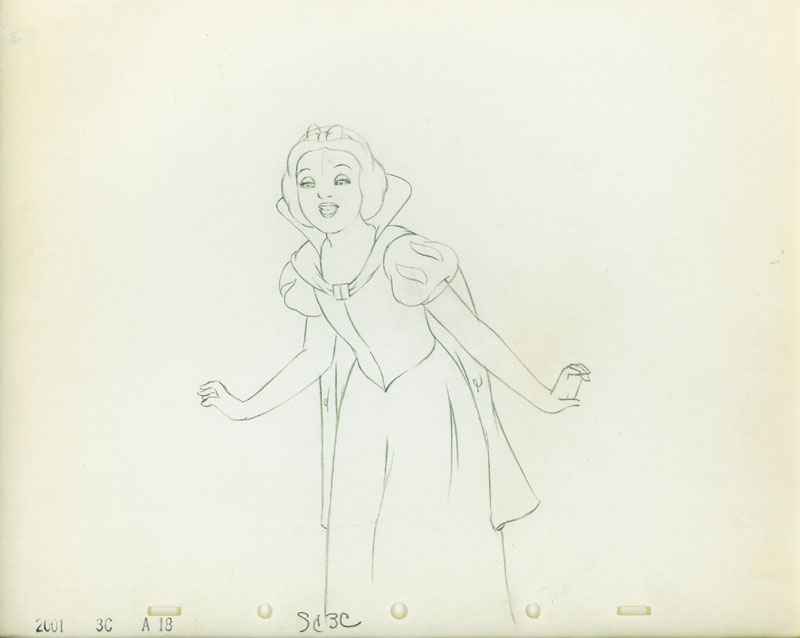 #003	ANIMATION DRAWING of SNOW WHITE SEEING COTTAGE-image