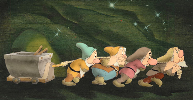 #009	DWARFS AND MINE CART COURVOISIER SET-UP-image