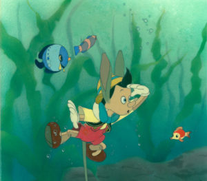 #016	PINOCCHIO UNDERWATER COURVOISIER SET-UP signed by WALT DISNEY-image
