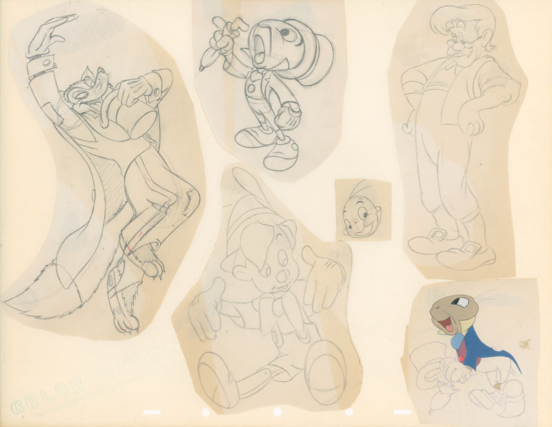 #040	ORIGINAL MODEL SHEET of FOULFELLOW. JIMINY, GEPPETTO, & PINOCCHIO-image