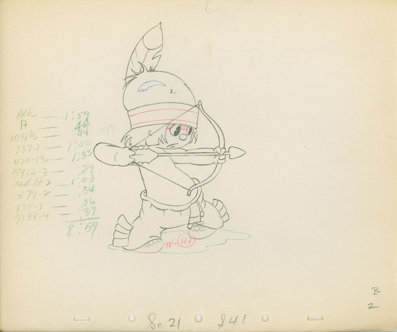 #044	ANIMATION COLOR MODEL DRAWING of HIAWATHA from LITTLE HIAWATHA-image