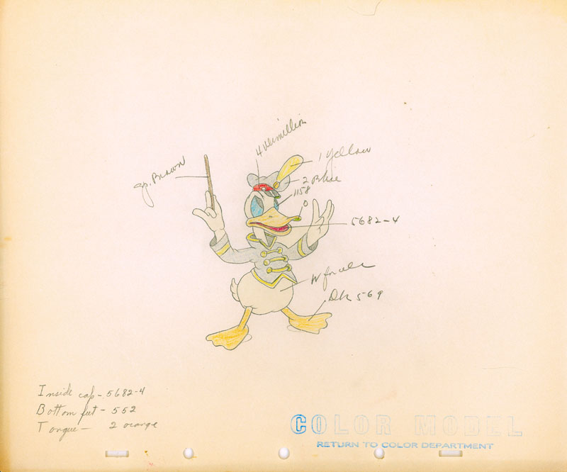 #157	COLOR MODEL DRAWING of DONALD DUCK from MICKEY’S CIRCUS